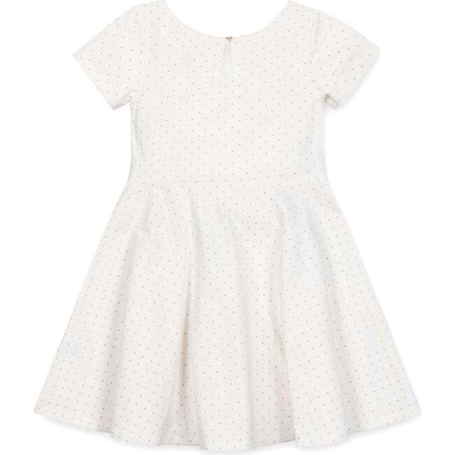 Organic Short Sleeve Lightweight Knit Skater Dress, Soft White Pindot - Dresses - 2