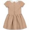 Short Sleeve Quilted Dress with Eyelet Collar, Camel Heather Quilted - Dresses - 2