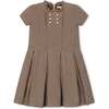 Organic Ruffle Collar Pintuck Drop Waist Dress, Camel Houndstooth - Dresses - 1 - thumbnail