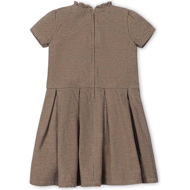 Organic Ruffle Collar Pintuck Drop Waist Dress, Camel Houndstooth - Dresses - 2