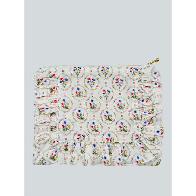 Victorian Garden Timeless Floral Ruffle Zipper Pouch