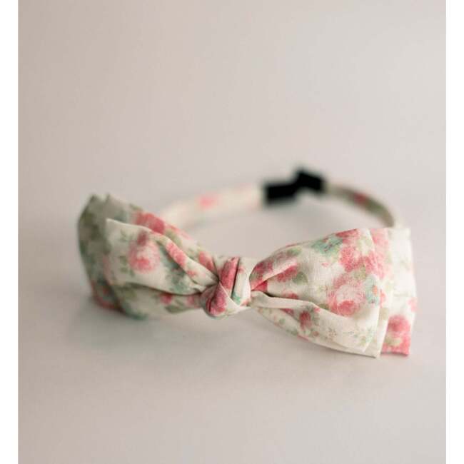 Three Little Bows Headband, Pink Blossoms