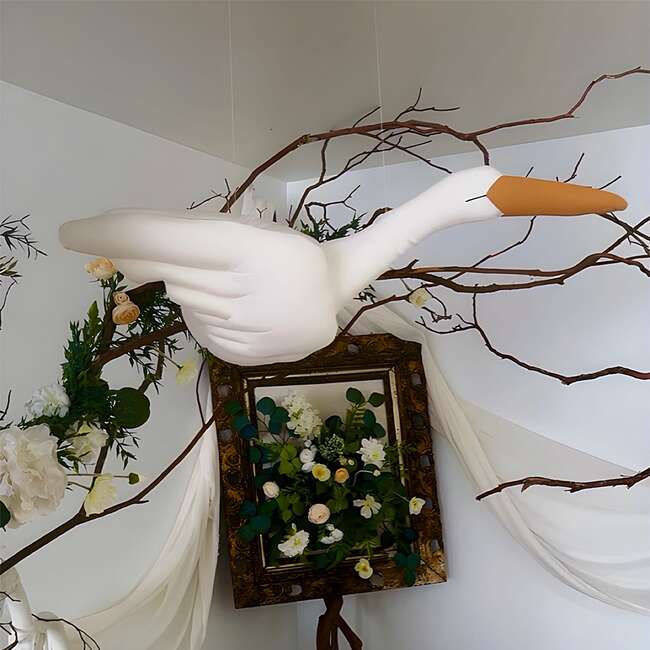 Handmade Hanging Goose, Heirloom Ceiling Mobile White