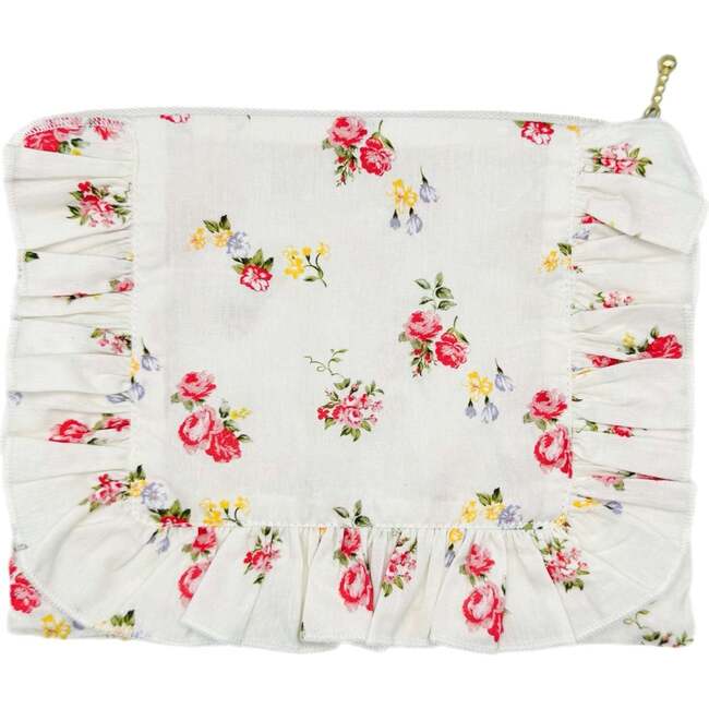 English Rose Posy Timeless Floral Ruffle Zipper Pouch
