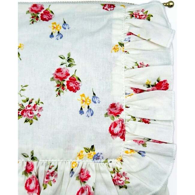 English Rose Posy Timeless Floral Ruffle Zipper Pouch - Bags - 2