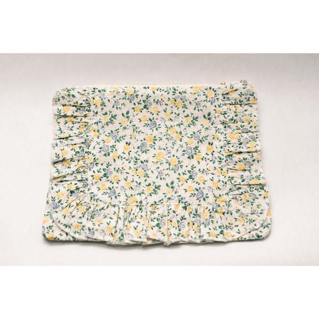 Buttercup Bloom Timeless Floral Ruffle Zipper Pouch
