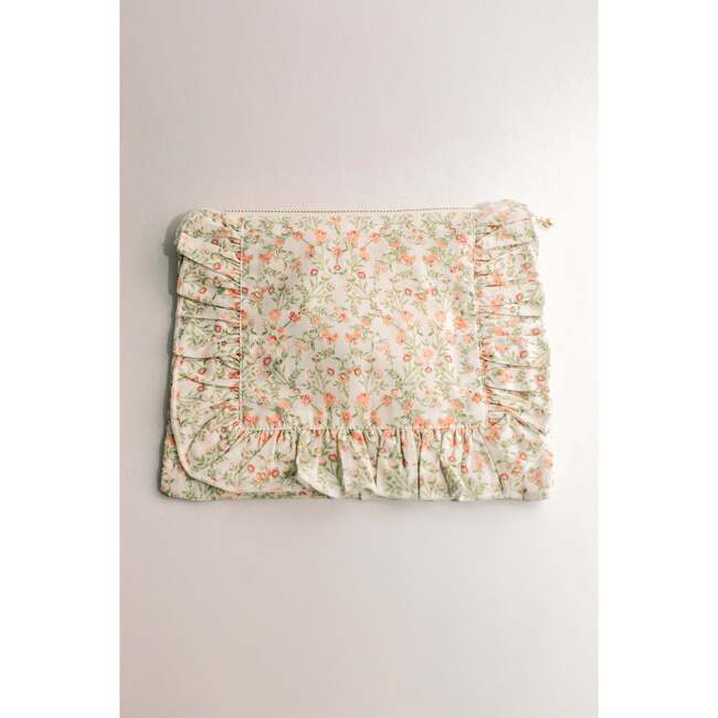 Apricot Meadow Timeless Floral Ruffle Zipper Pouch Lilac Vine Scroll