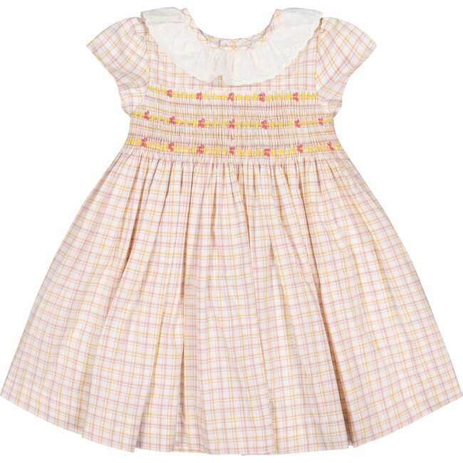 Zita Yellow Tartan Smocked Dress