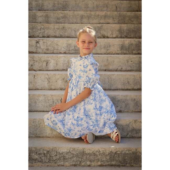 Aoki 3/4 Sleeve Dress, Blue Toile