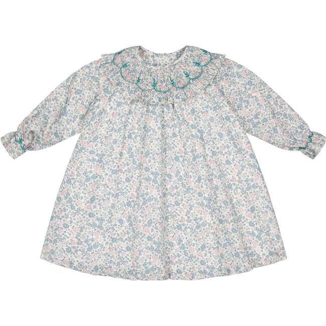 Yse Blue Floral Long Sleeve Bishop Dress