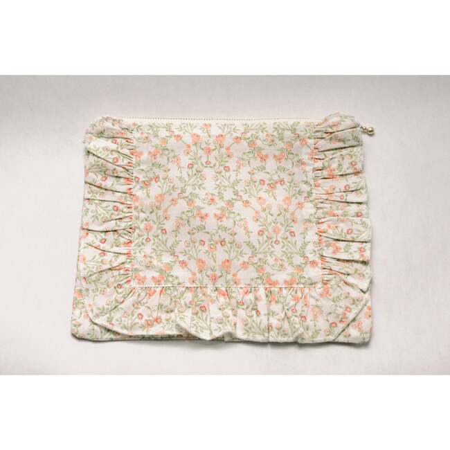 Apricot Meadow Timeless Floral Ruffle Zipper Pouch Lilac Vine Scroll