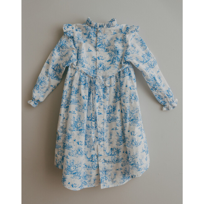 Aoki Long Sleeve Dress, Blue Toile - Dresses - 2