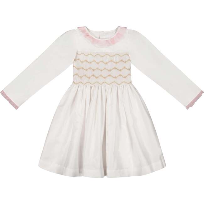 Sofia White Taffeta Long Sleeve Dress