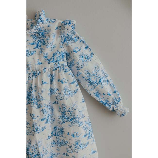 Aoki Long Sleeve Dress, Blue Toile - Dresses - 3