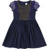 Camelia Navy Cotton Smocked Dress - Dresses - 1 - thumbnail