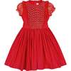 Camelia Red Cotton Smocked Dress - Dresses - 1 - thumbnail