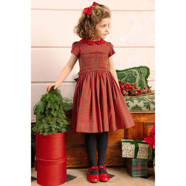Marguerite Red Tartan Smocked Dress - Dresses - 2
