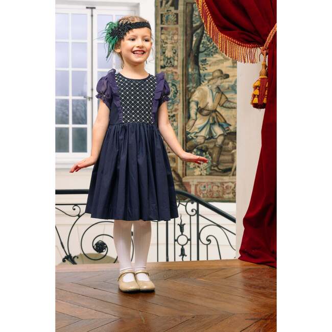 Camelia Navy Cotton Smocked Dress - Dresses - 2