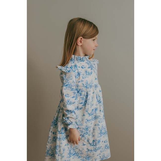 Aoki Long Sleeve Dress, Blue Toile - Dresses - 4