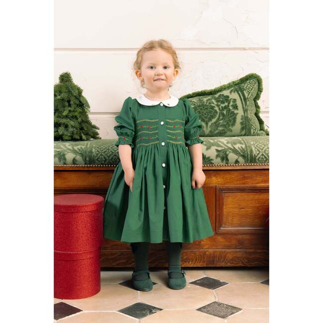 Olympe Green Smocked Christmas Dress - Dresses - 2