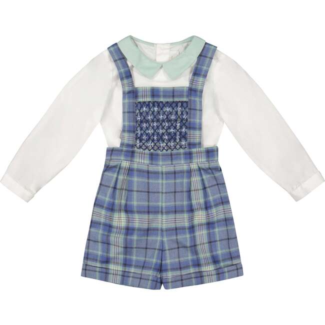 George Blue Tartan Overalls And Shirt