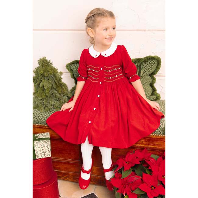 Olympe Red Holiday Smocked Dress - Dresses - 2