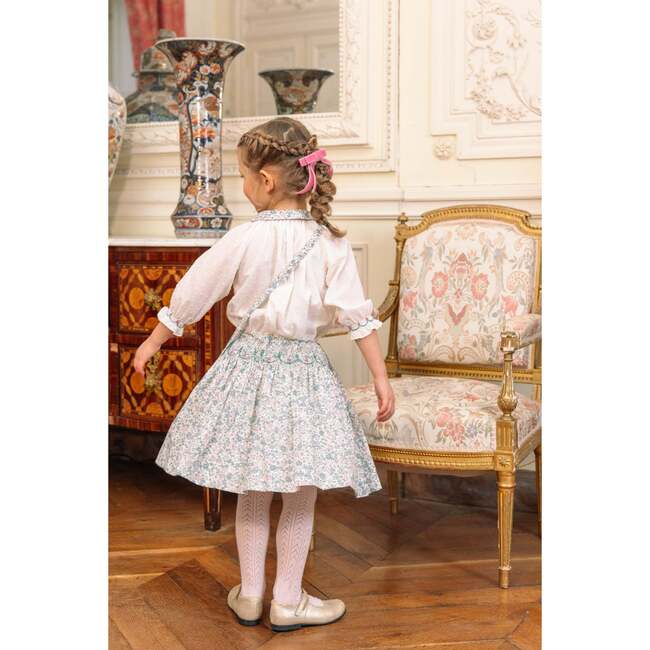 Marie Blue Floral Smocked Skirt Blouse Set - Mixed Apparel Set - 3