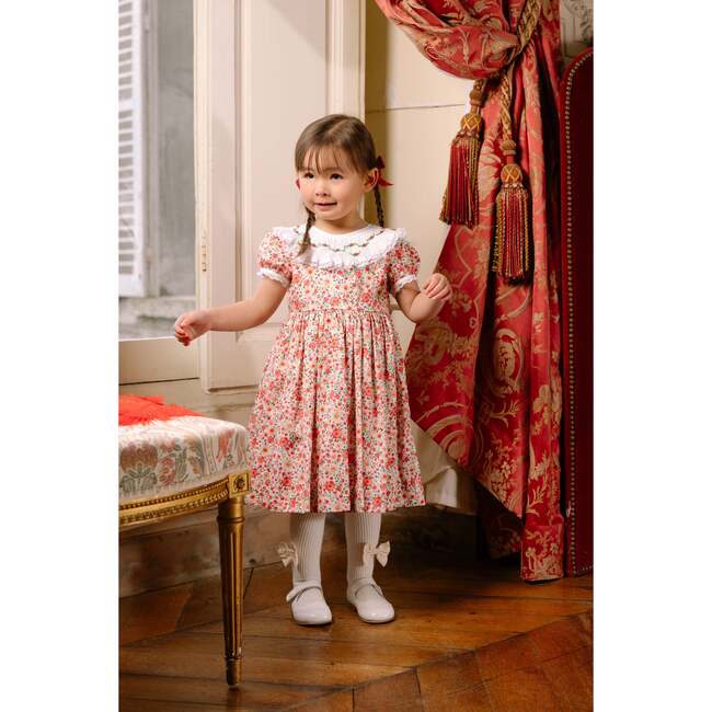 Celestine Red Floral Smocked Romper - Rompers - 2