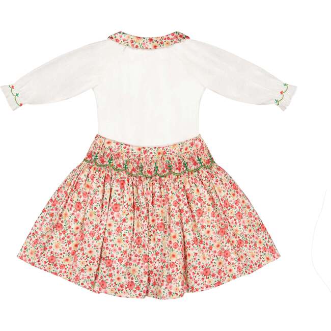 Marie Red Floral Smocked Skirt And Blouse Set - Mixed Apparel Set - 3