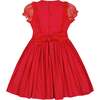 Camelia Red Cotton Smocked Dress - Dresses - 3