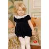 Celestine Navy Velvet Smocked Romper - Rompers - 2