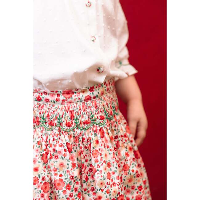 Marie Red Floral Smocked Skirt And Blouse Set - Mixed Apparel Set - 4