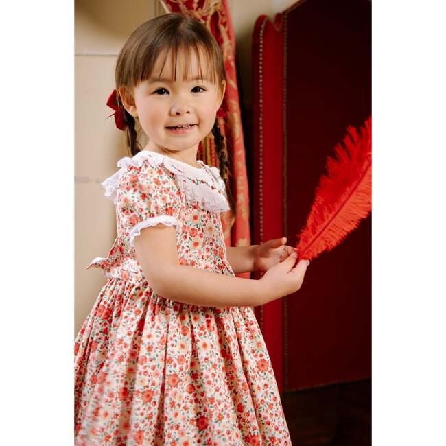 Celestine Red Floral Smocked Romper - Rompers - 4
