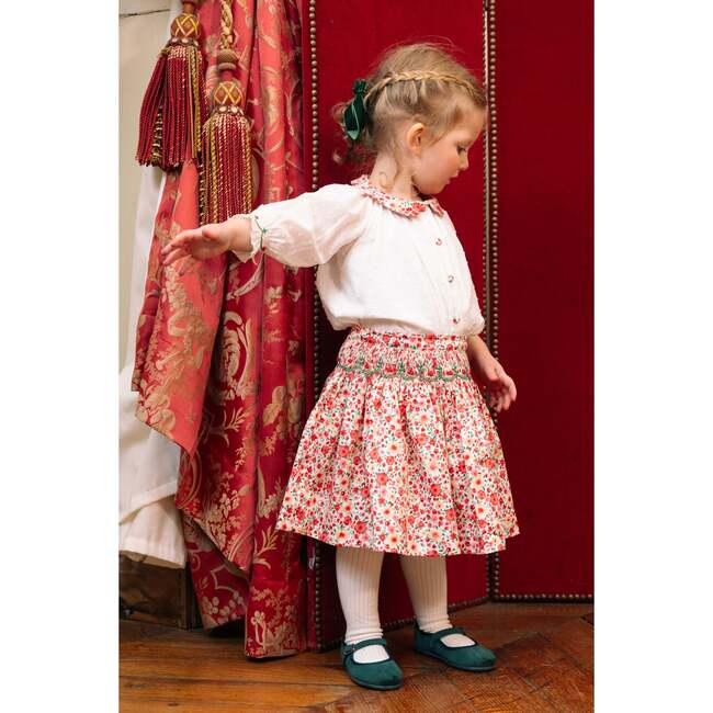 Marie Red Floral Smocked Skirt And Blouse Set - Mixed Apparel Set - 5