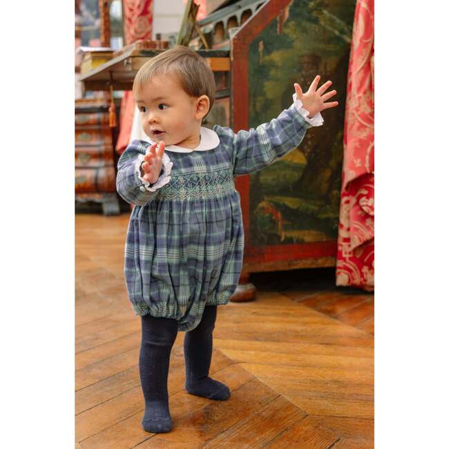 Heidi Blue Tartan Baby Romper - Rompers - 6