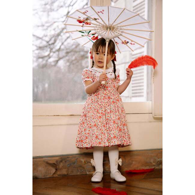 Celestine Red Floral Smocked Romper - Rompers - 5