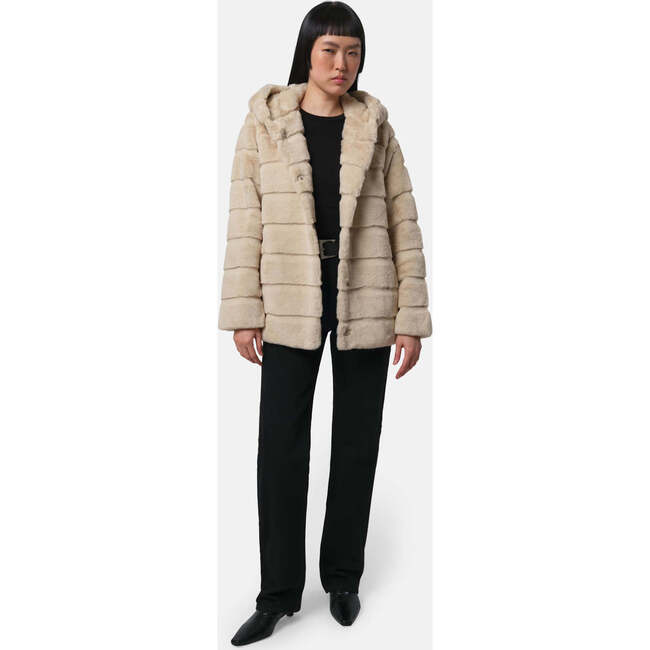 Women's Goldie Pluche™ Hooded Tiered Short Coat, Latte