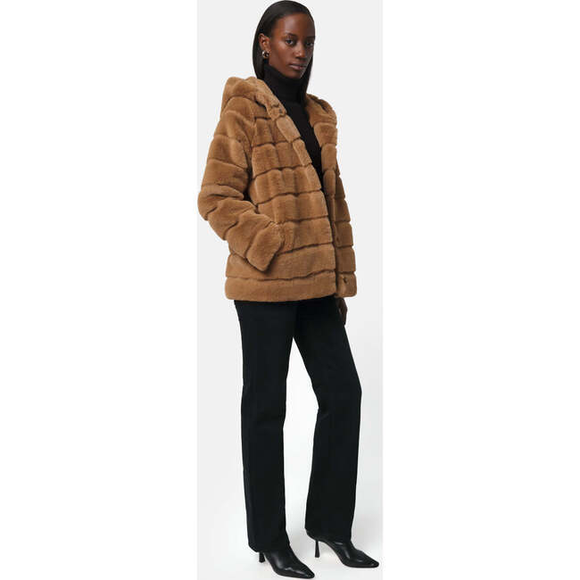 Women's Goldie Pluche™ Hooded Tiered Short Coat, Camel - Coats - 2