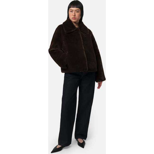 Women's Elis Pluche™ Fauz Seude Spread Collar Short Coat, Espresso