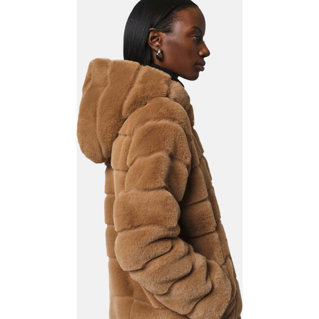 Women's Goldie Pluche™ Hooded Tiered Short Coat, Camel - Coats - 4