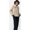 Women's Elis Pluche™ Fauz Seude Spread Collar Short Coat, Latte - Coats - 4