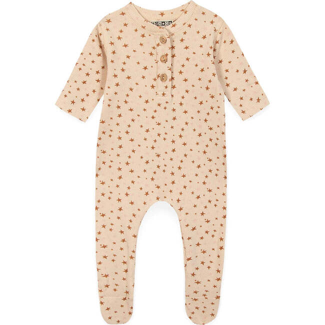 Mynight Stars Footie Pajamas, Pink Ecru