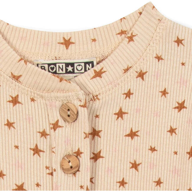 Mynight Stars Footie Pajamas, Pink Ecru - Footie Pajamas - 2