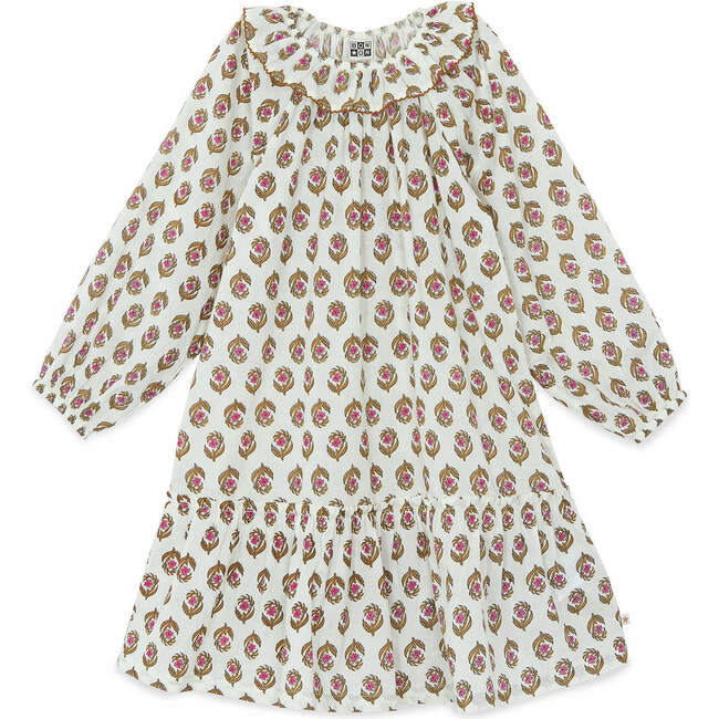 Daria Dress, Retro Fleur Ecru