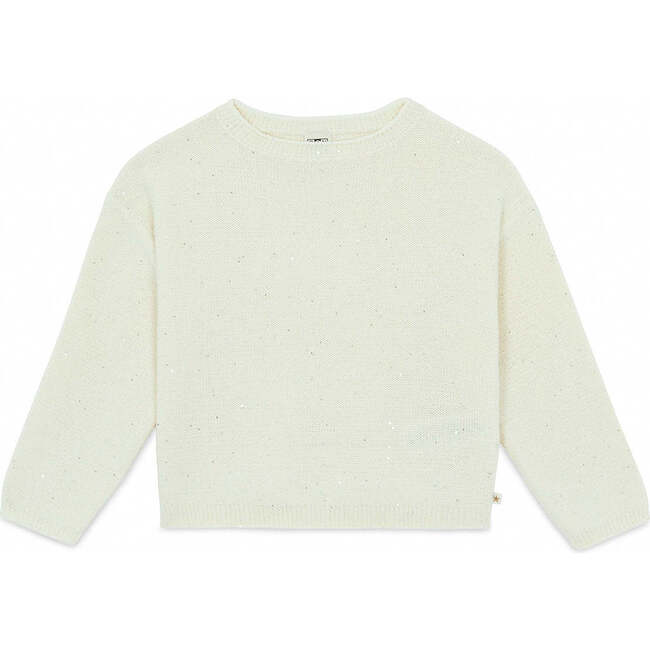 Mucita Embellished Sparkle Sweater, Mouton Ecru