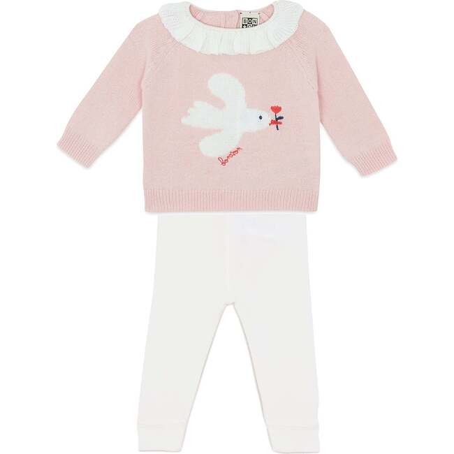 Lily Bird Baby Outfit, Rose Blossom Pink