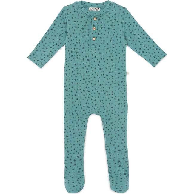 Mynight Stars Footie Pajamas, Bleu Vintage Blue