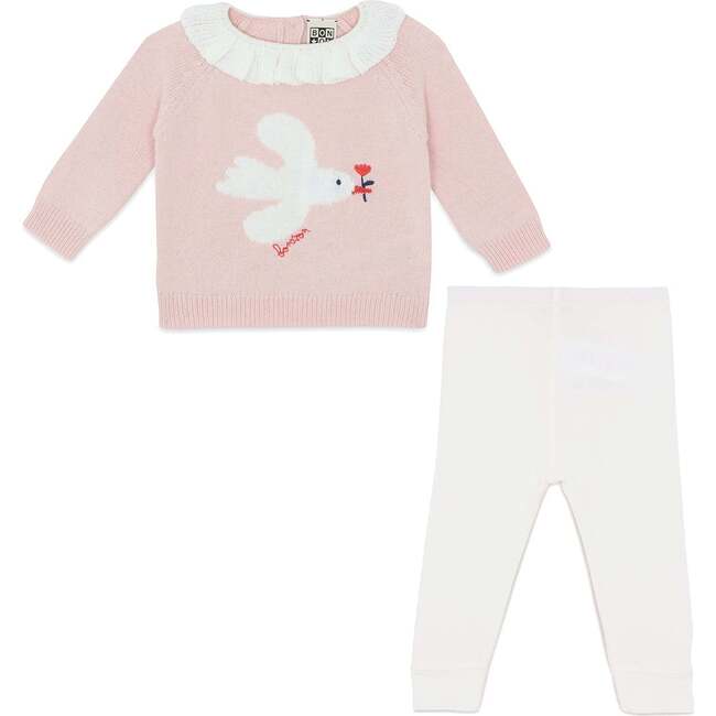 Lily Bird Baby Outfit, Rose Blossom Pink - Mixed Apparel Set - 4