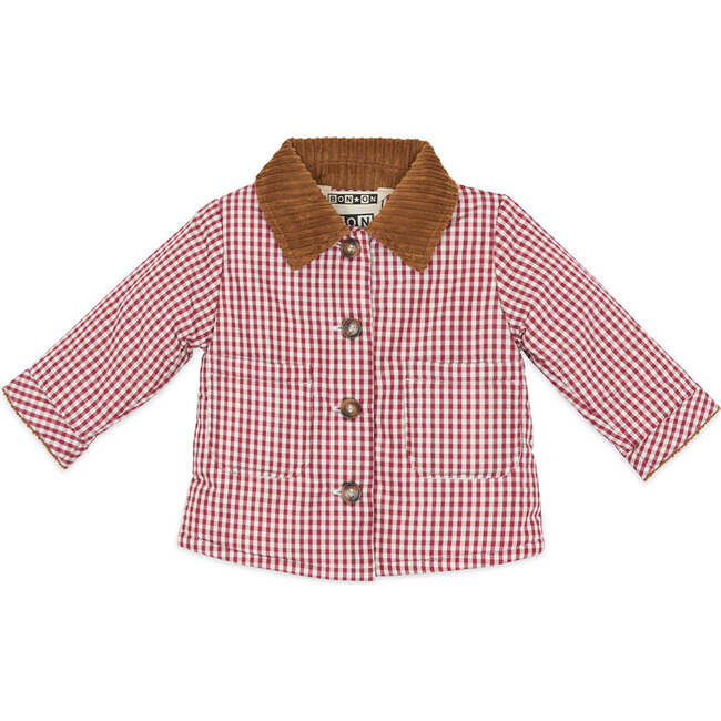 Marcel Gingham Baby Jacket, Red and White Ecru