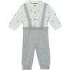 Stars Cardigan & Knit Pants Baby Set, Grey Grey - Cardigans - 1 - thumbnail
